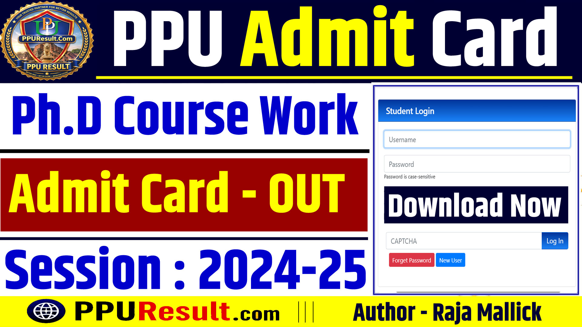 PPU PhD Course Work Admit Card